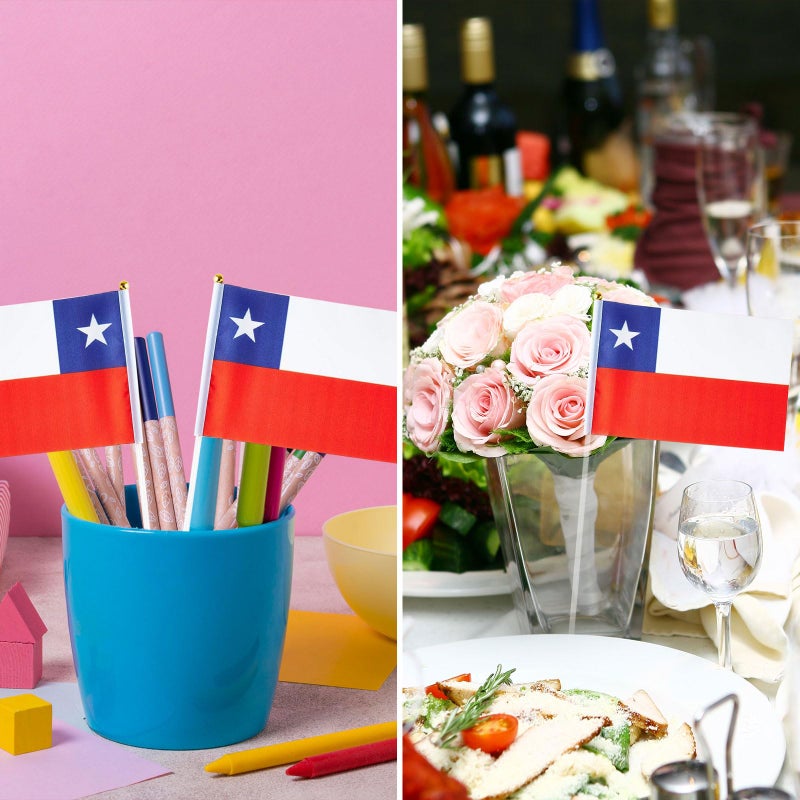 mflagperft Chile Flag Chilean Flag, Small Mini Handheld Chile Flags on Stick, Ideal for Party Parades Sports Events Patriotic Festival Decorations - Image 5